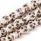 Handmade Flower Printed Porcelain Ceramic Beads Strands, Round, Orange, 10mm, Hole: 2mm, about 35pcs/strand, 13.5 inch
