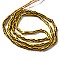 Handmade Nepalese Lampwork Beads, Column with Stripe Pattern, Gold, 3~6x2~7mm, Hole: 1.2~1.8mm, about 115~125pcs/strand, 20.87~21.65 inch(53~55cm)