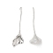 Brass Pendants, Cadmium Free & Nickel Free & Lead Free, Flower Charm, Real Platinum Plated, 38x11x4mm, Hole: 1.2mm