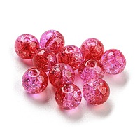 透明スプレー塗装クラックガラスビーズ  ラウンド  サクランボ色  8mm  穴：1.6mm  300個/袋&nbsp;GLAA-L046-01B-39