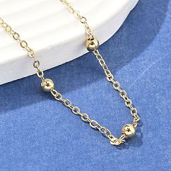 Brass Satellite Chains Necklace for Women, Cadmium Free & Lead Free, Real 18K Gold Plated, 44.2~45.5cm