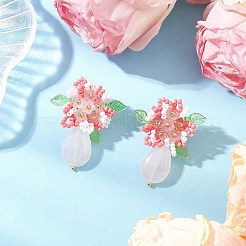 Flower Handmade Glass Seed Beads Stud Earrings&nbsp;EJEW-MZ00449