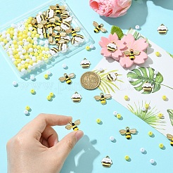DIYジュエリー作りのパーツキット  蜂の合金エナメルペンダントとアクリルビーズを含む  きいろ  6x5mm  穴：1.8mm&nbsp;DIY-YW0011-73