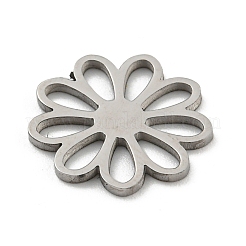 変色しない304ステンレススチール製フィリグリージョイナーリンク  レーザー切断  花  ステンレス鋼色  13.5x13.5x1mm  穴：4x1.7mm&nbsp;STAS-R228-01P