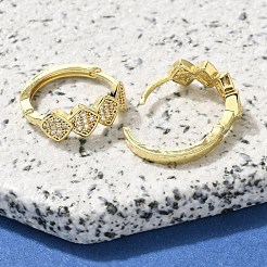 真鍮クリアキュービックジルコニアフープピアス  菱形  18KGP本金メッキ  19x6.5mm&nbsp;EJEW-M047-26G
