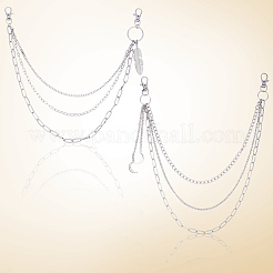 2Pcs 2 Styles Alloy 3 Layer Tassel Chain Belts for Pants&nbsp;AJEW-GF0011-95