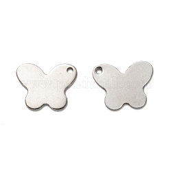 変色しない201ステンレススチールペンダント  レーザー切断  蝶  ステンレス鋼色  15x12x1mm  穴：1.4mm&nbsp;STAS-I172-03P