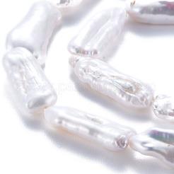 天然ケシパールビーズ連売り  養殖淡水パール  ナゲット  貝殻色  15~34x6~12x4~7mm  穴：0.6mm  約14~20個/連  14.96インチ（38cm）&nbsp;PEAR-S020-H01
