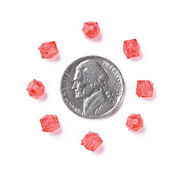 透明なアクリルビーズ  多面カット  正方形  レッド  5.5x5.5x5.5mm  穴：1.8mm  約1022個/114g&nbsp;LS-MACR-S373-112A-B01
