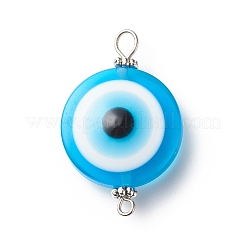 Transparent Evil Eye Resin Connector Charms&nbsp;PALLOY-JF01848-02