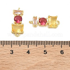 Brass Micro Pave Cubic Zirconia Connector Pendants&nbsp;KK-H259-08G-01