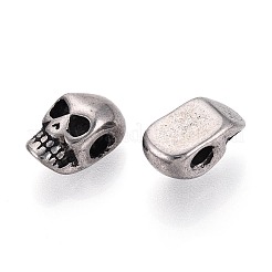 ハロウィン 304 ステンレス ビーズ  スカル  アンティークシルバー  13x7x7mm  穴：2.5mm&nbsp;STAS-T072-118AS