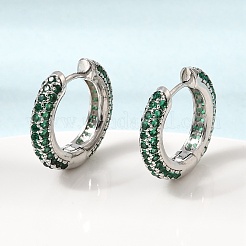 真鍮製マイクロパヴェキュービックジルコニアフープピアス  鉛フリー＆カドミウムフリー  ラックめっき  長持ちメッキ  プラチナ  ミックスカラー  17~17.5x3~3.5mm&nbsp;KK-CBA8324-24P