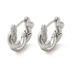 真鍮クリアキュービックジルコニアフープピアス  ツイスト  プラチナ  15.5x15.5x4mm&nbsp;EJEW-Q014-29P