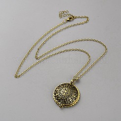 Tibetan Style Alloy Hollow Lucky Tree Magnifier Pendant Necklaces for Women&nbsp;NJEW-WH0001-24