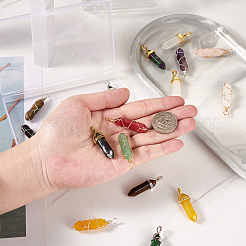 20Pcs 20 Style Natural Mixed Gemstone Double Terminated Pointed Pendants&nbsp;G-FW0001-15