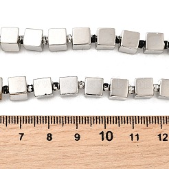 電気メッキガラスビーズセット  キューブ  プラチナメッキ  6.5x6.5x6.5mm  穴：1mm  約47個/連  16.14''（41センチメートル）&nbsp;EGLA-F166-03A-P