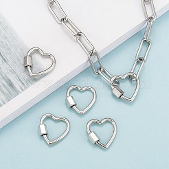 真鍮製ネジカラビナロックチャーム  ネックレス作り用  ハート  プラチナ  18.5x18.5x2mm  ネジ:6x5.5mm&nbsp;X-KK-T047-04P