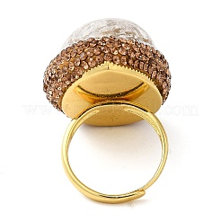 Natural Quartz Crystal Oval Adjustable Ring with Rhinestone&nbsp;RJEW-E052-01G