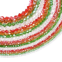 16 Strands 16 Style Christmas Theme Transparent Electroplate Glass Beads Strands&nbsp;EGLA-TA0001-25