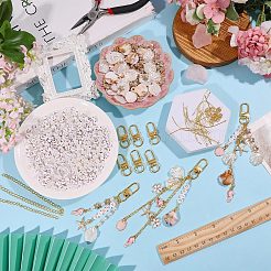 貝殻型キーホルダー作りキット（1袋）  合金と樹脂のペンダント金具を含む  ペンチ  ミックスカラー  15.5x10x1.5mm&nbsp;DIY-GL0007-17
