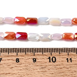 電気メッキガラスビーズセット  多面カット  長方形  ファイヤーブリック  7x4.5x3.5mm  穴：1mm  約30個/連  8.35''（21.2センチメートル）&nbsp;EGLA-P065-02A-06