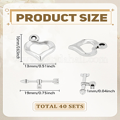 チベット風ハートトグル留め具40袋  鉛フリー及びカドミウムフリー  アンティークシルバー  16x13mm  穴：1mm&nbsp;FIND-LP0007-46