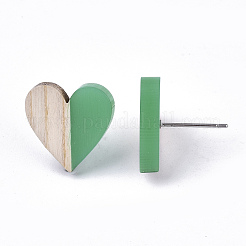Transparent Resin & Wood Stud Earrings&nbsp;LS-EJEW-N017-002A-D02