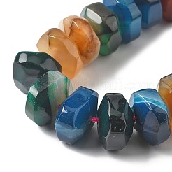天然石瑪瑙ビーズ連売り  染め＆加熱  多面カット  ロンデル  ミックスカラー  15~17x15~17x9~11mm  穴：1.2mm  約19~21個/連  6.89''~7.48''（17.5~19センチメートル）&nbsp;G-K392-A21