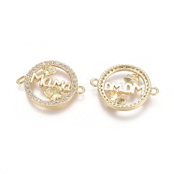 Brass Micro Pave Clear Cubic Zirconia Links Connectors&nbsp;ZIRC-G152-16G