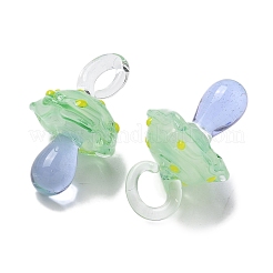 手作りランプワークペンダント  バンピー  キノコ  淡緑色  24.5~29.5x15~18.5mm  穴：2~5mm&nbsp;X-LAMP-M021-01C
