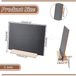 木製ベーススタンド付きミニ黒板サイン2セット  メッセージボード  リセット用  ホテル  バー 卓上  縦長の長方形  ブラック  149~210x45~150x5~12mm  2個/セット&nbsp;AJEW-NB0003-76