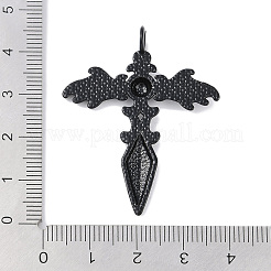 合金ペンダント  カドミウムフリー＆ニッケルフリー＆鉛フリー  剣と剣  ブラック  44x34x7.5mm  穴：4mm&nbsp;PALLOY-F018-09EB