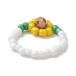 3Pcs 3 Style Glass Seed Beaded Stretch Rings&nbsp;RJEW-JR00658