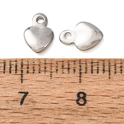 304ステンレススチールチェーンエクステンダードロップ  ハート  ステンレス鋼色  7.5x5x1.8mm  穴：1.2mm&nbsp;SA-CBA8C38-01P