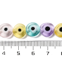 手作りナザールボンジュウランプワークビーズ連売り  フラットラウンド  カラフル  10x3.5mm  穴：0.7mm  約40個/連  14.57''（37センチメートル）&nbsp;LAMP-G164-10C