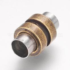 304ステンレススチール製マグネット留め具、接着端付き  コラム  アンティークブロンズ  16x10mm  穴：6mm&nbsp;STAS-F124-02AB