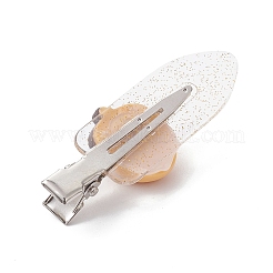不透明樹脂製アリゲーターヘアクリップ  グリッター合金とプラスチッククリップ付き  女の子のための  松かさ  23x59x12mm&nbsp;PHAR-JH00100-02