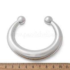 304ステンレススチール製カフバングル  女性用オープンバングル  プラチナ  内径：2-1/2x2インチ（6.2~4.95cm）&nbsp;BJEW-S161-05P
