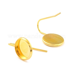 304ステンレススチールピアスフック  カボションセッティング  フラットラウンド  18KGP本金メッキ  20mm  21ゲージ  ピン：0.7mm  トレイ：10mm&nbsp;X-STAS-C044-01B-G