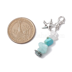 Natural Quartz Crystal & South Africa Jasper Chips Pendant Decoration&nbsp;HJEW-JM02100-01