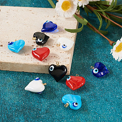 10Pcs 5 Colors Handmade Evil Eye Lampwork Pendants&nbsp;LAMP-TA0001-15