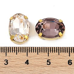 真鍮 ガラス ラインストーン 縫い付けラインストーン  多面カット  オーバル  ミックスカラー  ゴールドカラー  14x10x7mm  穴：1.2mm&nbsp;RGLA-B004-06A-G