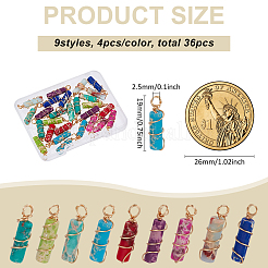 36Pcs 9 Colors Dyed Synthetic Imperial Jasper Copper Wire Wrapped Pendants&nbsp;PALLOY-FG00003