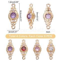 24Pcs 4 Style Brass Micro Pave Cubic Zirconia Links Connectors&nbsp;KK-PH0002-38