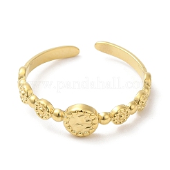304 Stainless Steel Flat Round Wrap Open Cuff Ring for Women&nbsp;RJEW-I098-04G