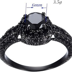 フラットラウンドい真鍮のジェットラインストーンの指輪  ブラック  usサイズ10（19.8mm）&nbsp;FS-WG232E0-05