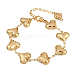 304 Stainless Steel Heart Link Chain Bracelets for Valentine's Day Gift&nbsp;BJEW-D359-17A-G