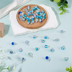 70Pcs 7 Colors Crackle Glass Pendants&nbsp;PALLOY-TADJ00019