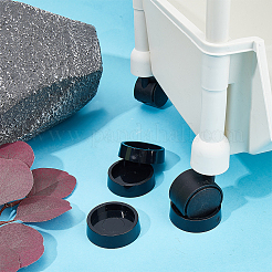 プラスチック製滑り止め家具用ホイールストッパー4個  回転デスクチェア用  フラットラウンド  ブラック  49.5x13.5mm&nbsp;FIND-GF0005-83